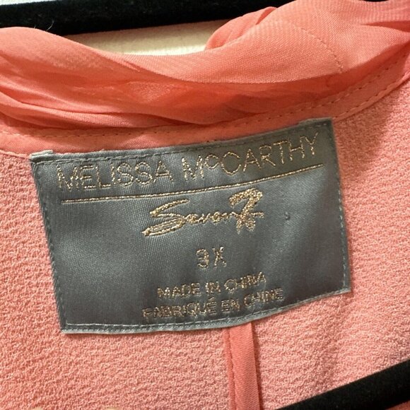 2/$30 Melissa McCarthy Seven 7 Open Front Blazer Jacket 3X Coral Pink Office - Picture 7 of 11